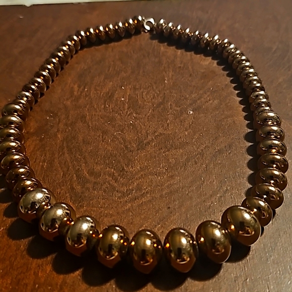 Vintage Copper Beaded Graduated Necklace, Single Strand, 18" - Picture 4 of 8